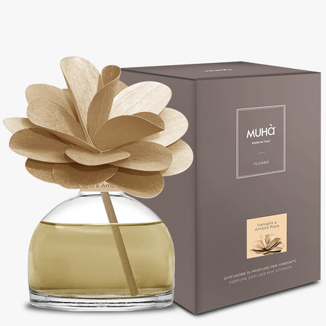 MUHA' Flower 200ml Profumatore D'Ambiente Diffusore Vaniglia & Ambra Pura