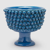 EDG Enzo De Gasperi Vaso Ciotola con Piede Fenice Mezza Pigna 31x33cm Blu Ceramica