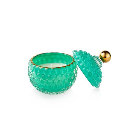 Candela profumata Emò Italia in vetro verde bombato 11x8,5 cm