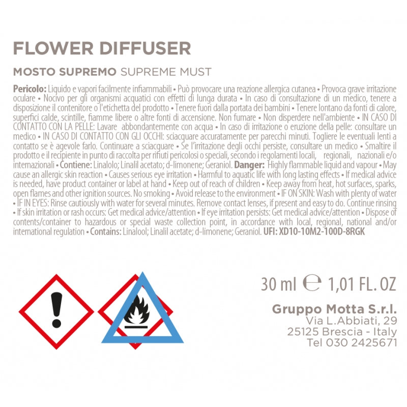 MUHA' Flower 30ml Profumatore D'Ambiente Diffusore Mosto Supremo