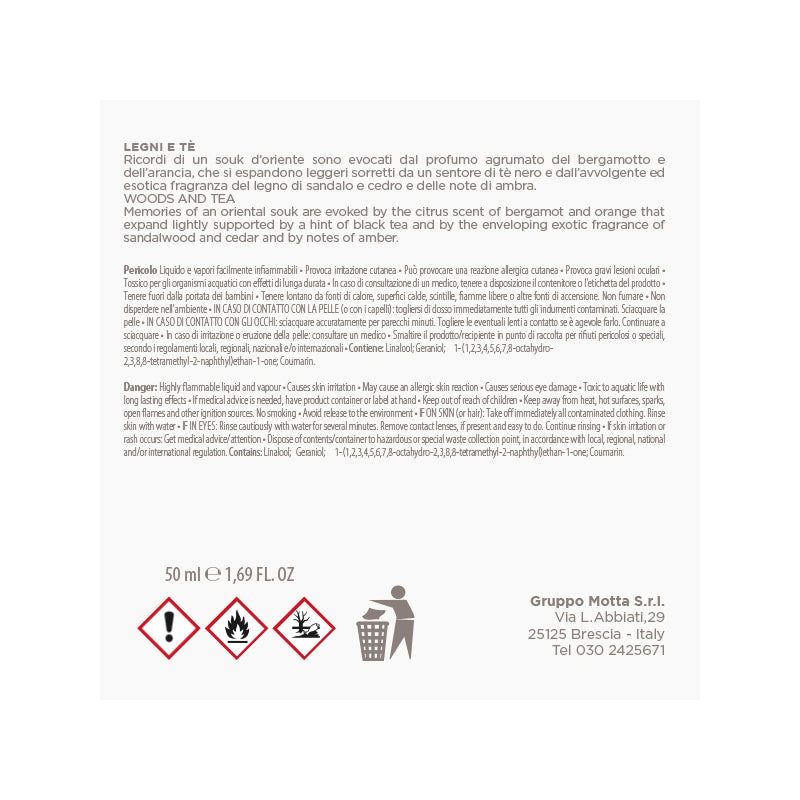 MUHA' Rosa 50ml Profumatore D'Ambiente Diffusore Legni e Te'