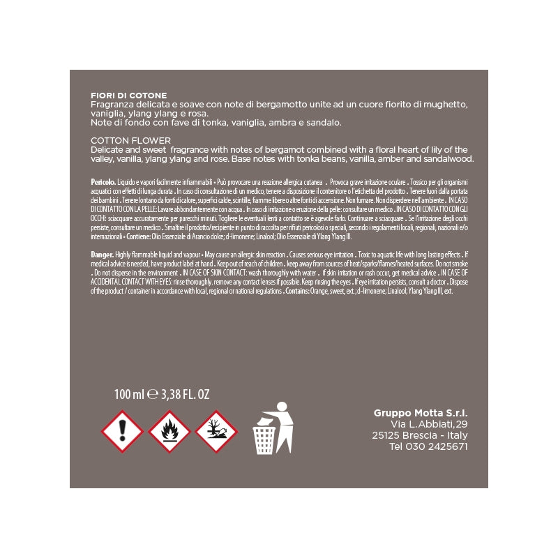 MUHA' Rosa 100ml Profumatore D'Ambiente Diffusore Fiori di Cotone
