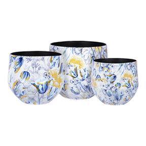 Vaso Iris Palais Royal in metallo bianco con decori oro 23x23 cm