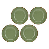 ROSE & TULIPANI Concerto Piatto Fondo 21cm Verde Oliva Set 4 Pezzi Stoneware