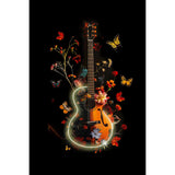 PALAIS ROYAL Quadro Stampa su Tela con LED Chitarra con Fiori 80x120cm