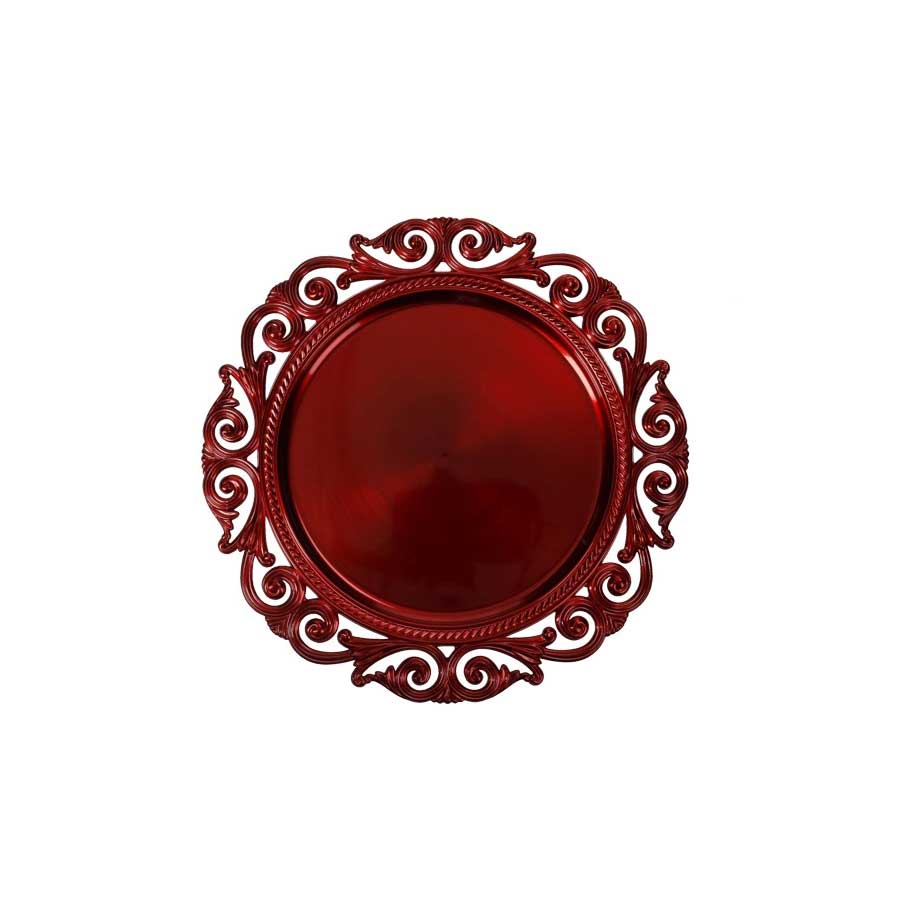 BRANDANI Sottopiatto Fregio 32,5cm Set 4 Pezzi Rosso