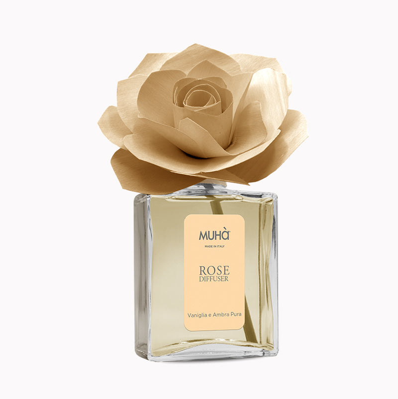 MUHA' Rosa 200ml Profumatore D'Ambiente Diffusore Vaniglia e Ambra Pura