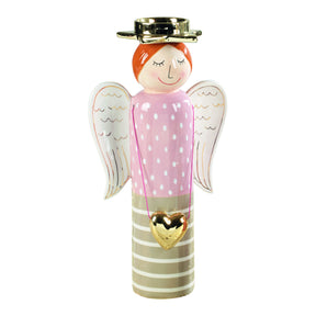 Portacandela Mascagni in ceramica rosa con cuore 35 cm