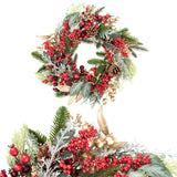 BIANCHI DINO Wreath Garland with Synthetic Berries 46cm Red Gold