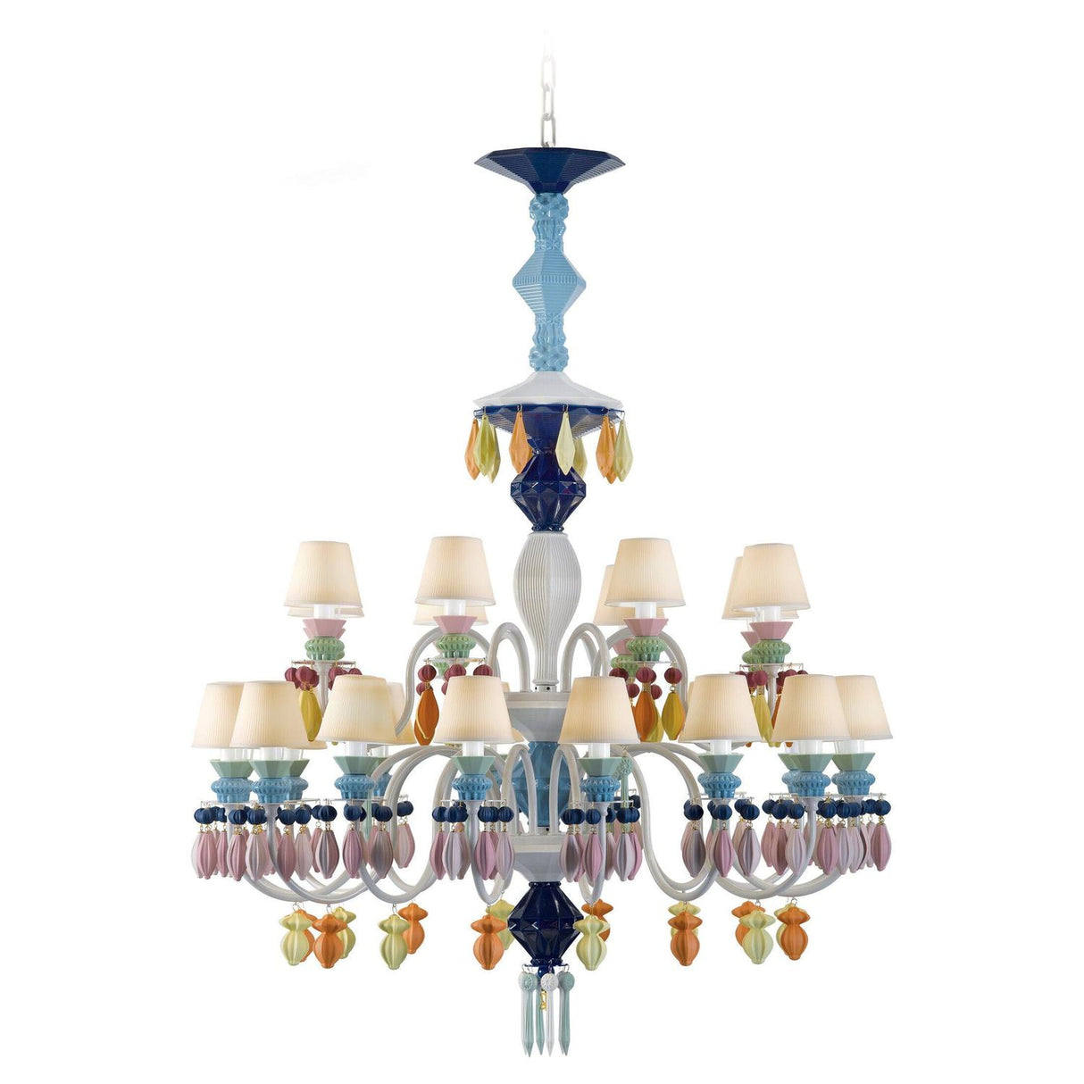 LLADRO' Chandelier Belle De Nuit 24 Luci Multicolore 125x80cm Porcellana