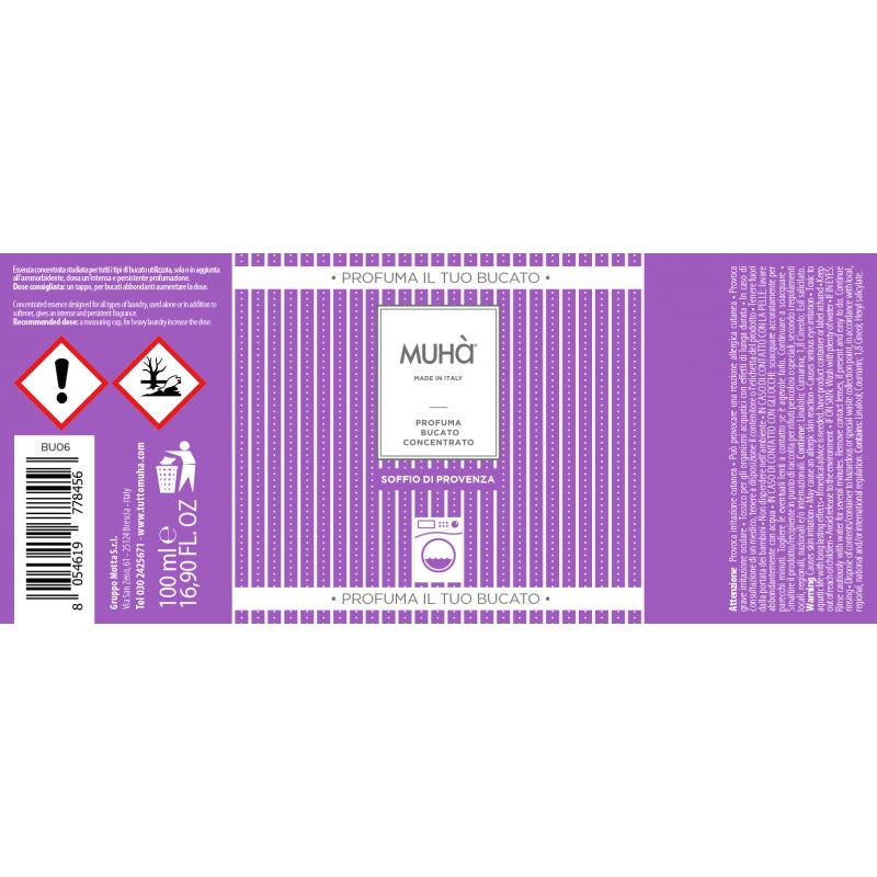 MUHA' Profumo Bucato Lavatrice 100ml Soffio di Provenza