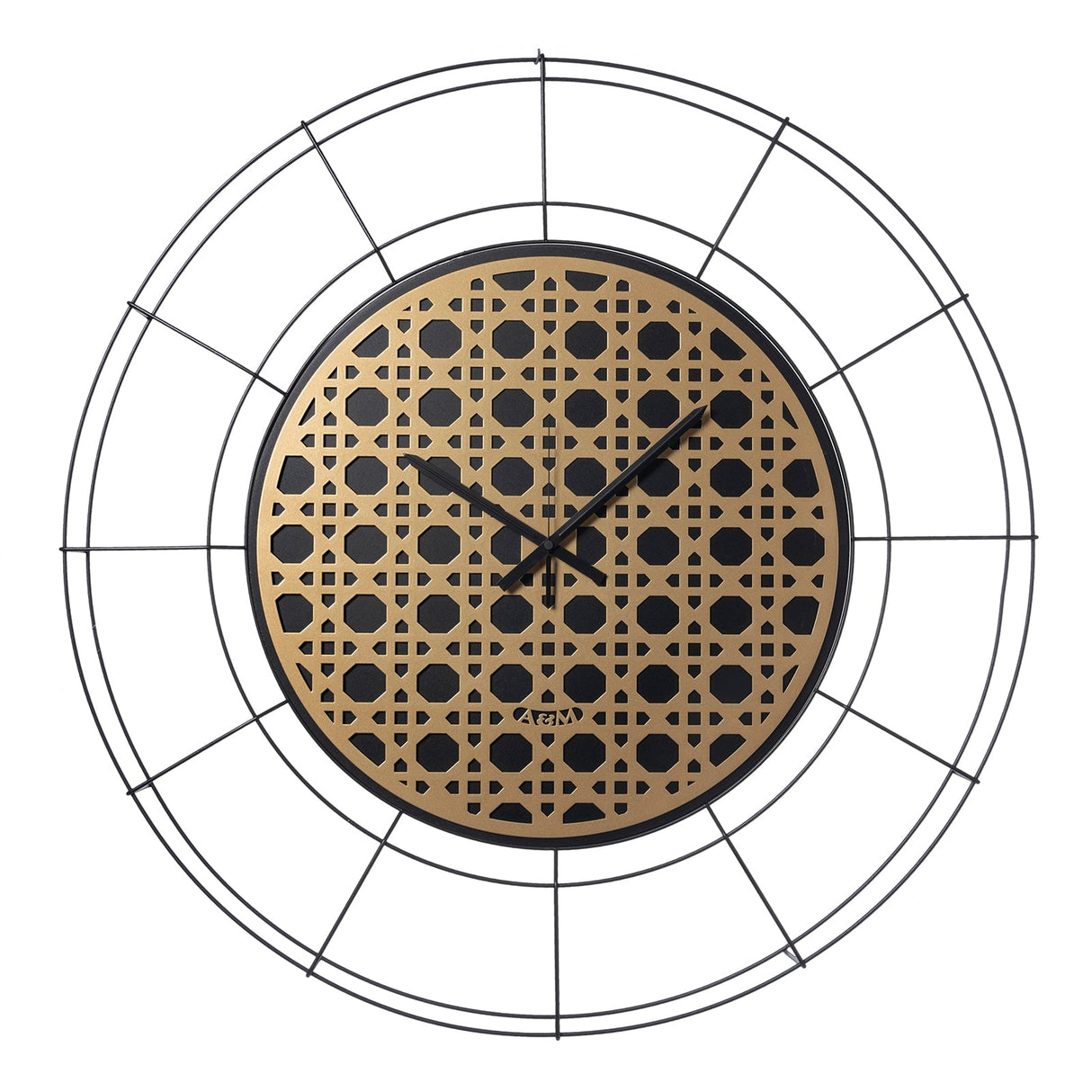 ARTI & MESTIERI Orologio da Parete di Design Nudo Grande Vienna Nero Oro Laccato