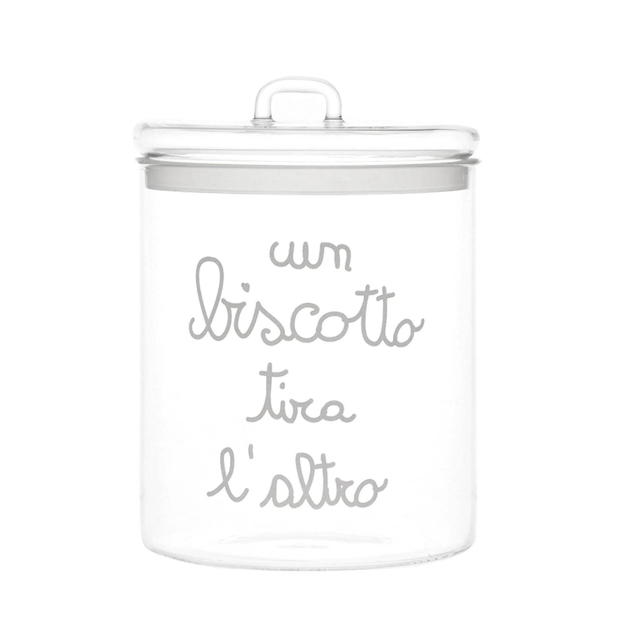 SIMPLE DAY Contenitore Barattolo Biscottiera Un Biscotto Tira L'Altro 15x22cm Vetro