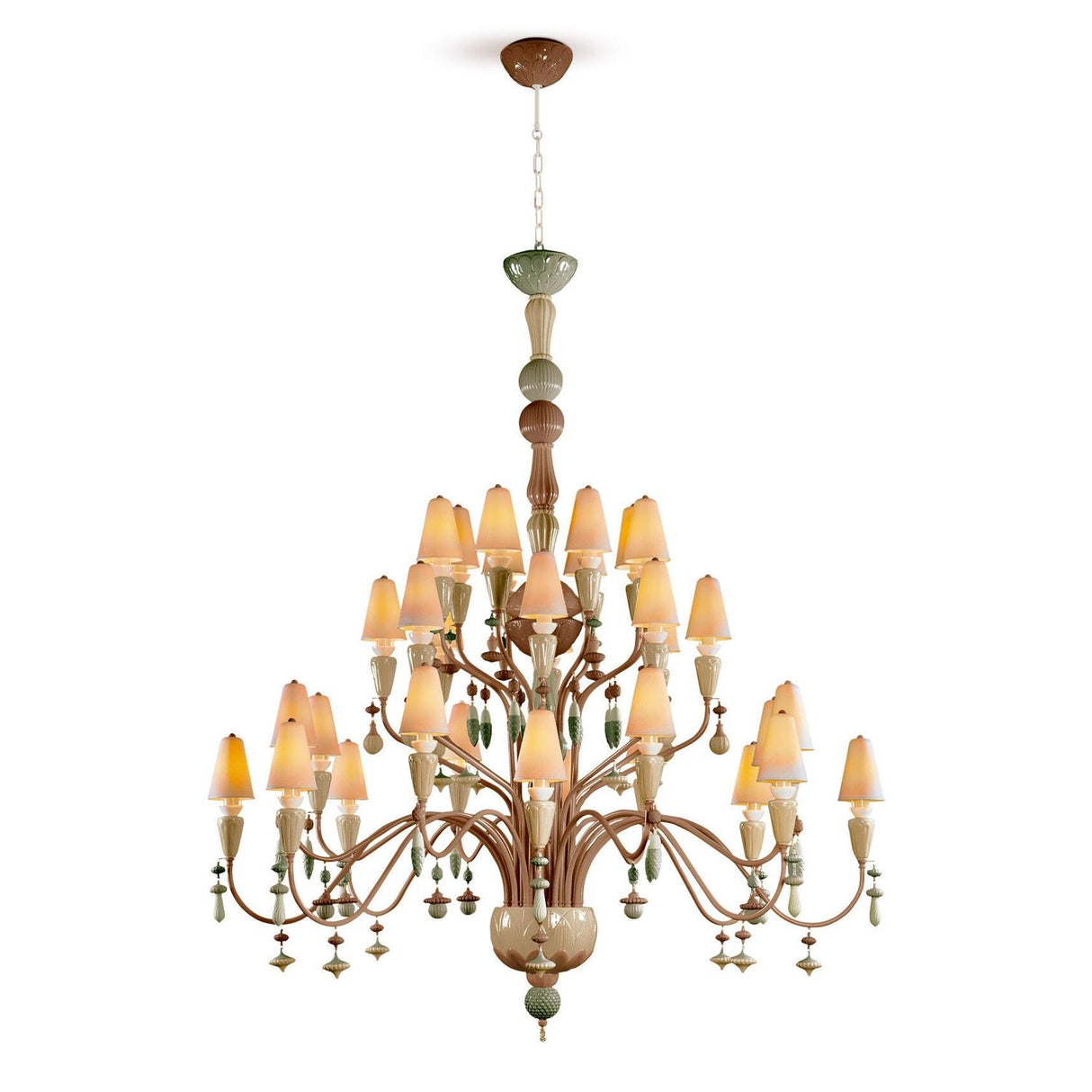 LLADRO' Chandelier Ivy e Seed 32 Luci Grande Spezie 183x150cm Porcellana