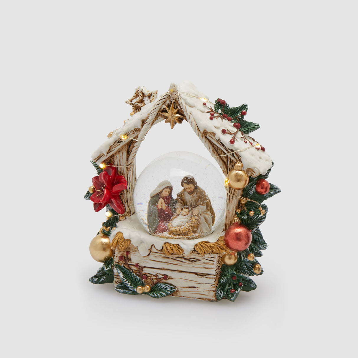 EDG Enzo De Gasperi Decorazione Natalizia Globo di Neve Natività con LED 15x14cm