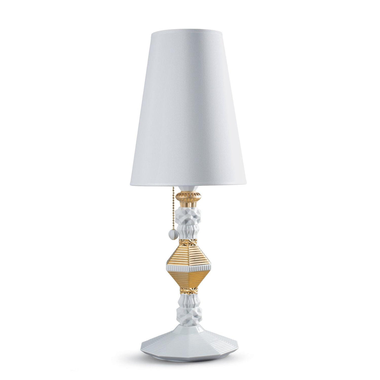 LLADRO' Lampada da Tavolo Belle De Nuit Lustro Oro 57x20cm Porcellana