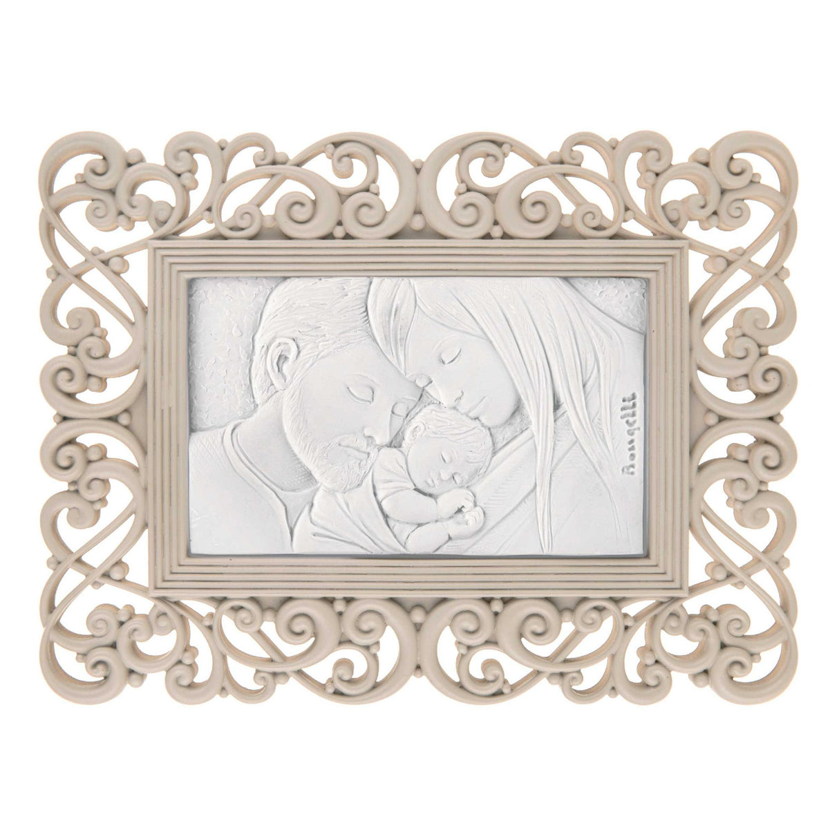 BONGELLI PREZIOSI Portafoto Tavolo Piccolo Sacra Famiglia 17x13 Marmorino