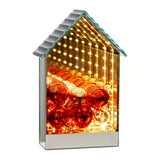 NOEL by Lamart Casetta in Vetro con LED Effetto Specchio 21,5cm Oro Vetro Decorazione Natalizia