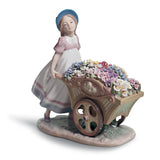 LLADRO' Figurina Bimba Carriola di Fiori 23x23cm Porcellana
