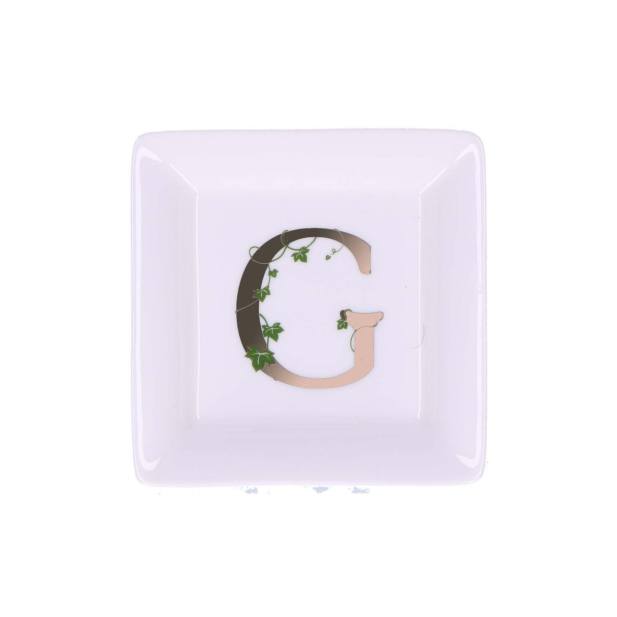 LA PORCELLANA BIANCA - Adorato Piattino Quadrato Lettera "G" 10cm