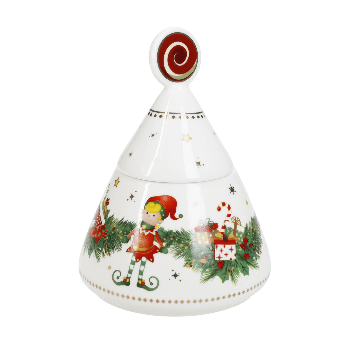 BRANDANI Zuccheriera Elfomagia 10x14cm Bianco Porcellana Tavola di Natale
