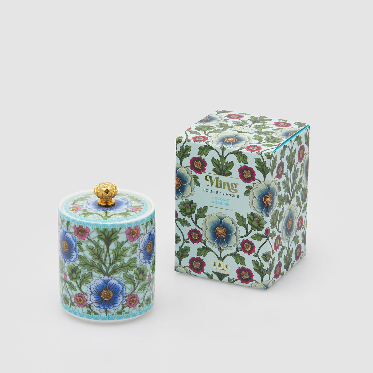 EDG Enzo De Gasperi Candela Profumata Ming 10x7cm Azzurro in Ceramica Cocco e Frutti di Bosco