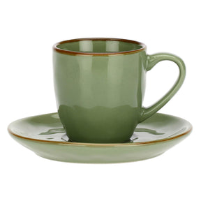 Tazza caffè con piattino Rose & Tulipani in stoneware verde oliva 90 ml