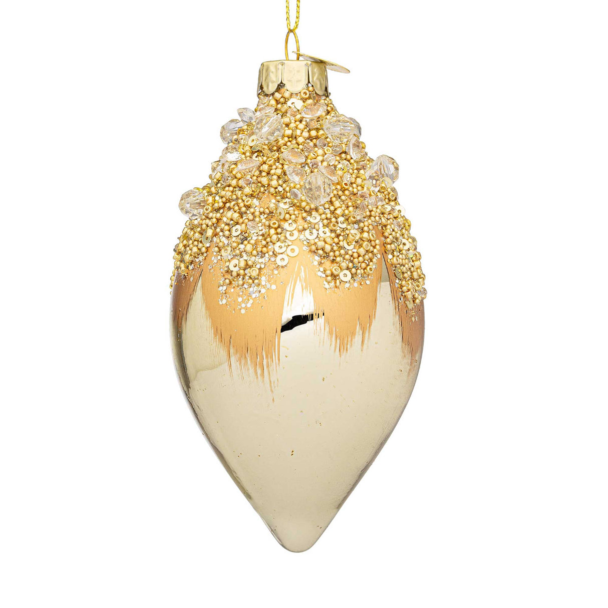 BIZZOTTO Fuso Addobbo di Natale Gleeful Champagne 13cm Vetro