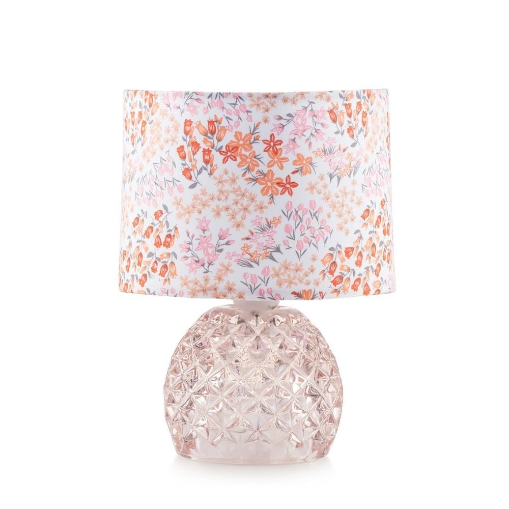 EMÒ ITALIA Rayon Lampada da Tavolo in Vetro Cipria 16x22cm Paralume Fiorato