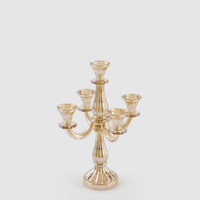 Portacandela Crystal Sinuoso EDG in vetro ambra 35x19 cm per 5 candele