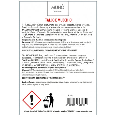 MUHA' Bag Profuma Cassetti e Armadio Talco e Muschio