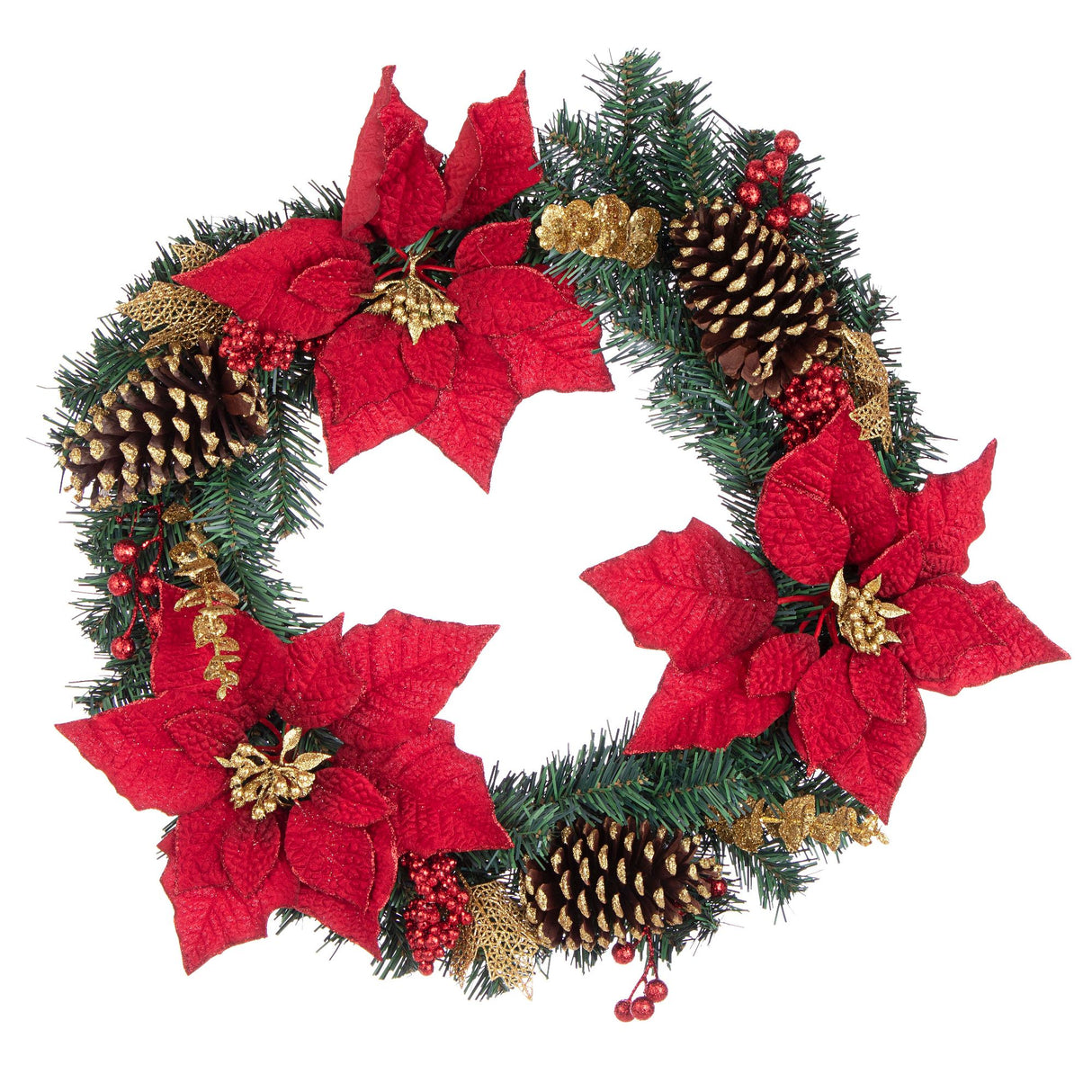 BIZZOTTO - Christmas Garland Josie Poinsettia Crown Red Gold 55 cm PVC