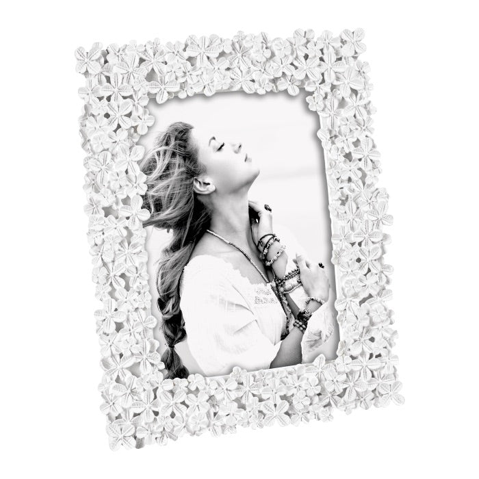 MASCAGNI CASA Portafoto Cornice con Fiori 13x18cm Bianco Resina
