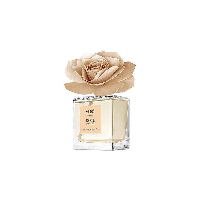 MUHA' Rosa 100ml Profumatore D'Ambiente Diffusore Vaniglia e Ambra Pura