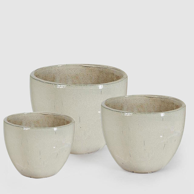 Vaso porta piante EDG in ceramica color avorio 23x28 cm