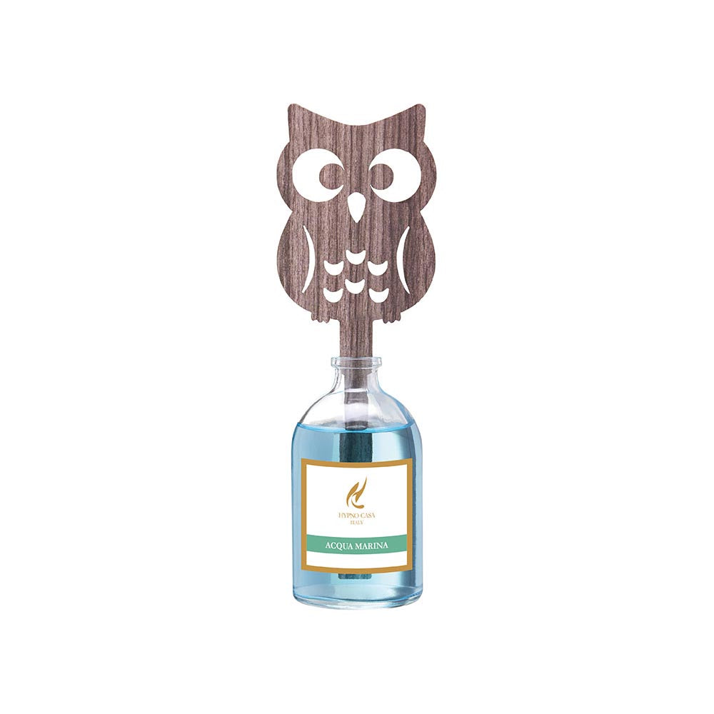 HYPNO CASA Diffusore con Bastoncini Sagoma Gufo 100ml Acqua Marina