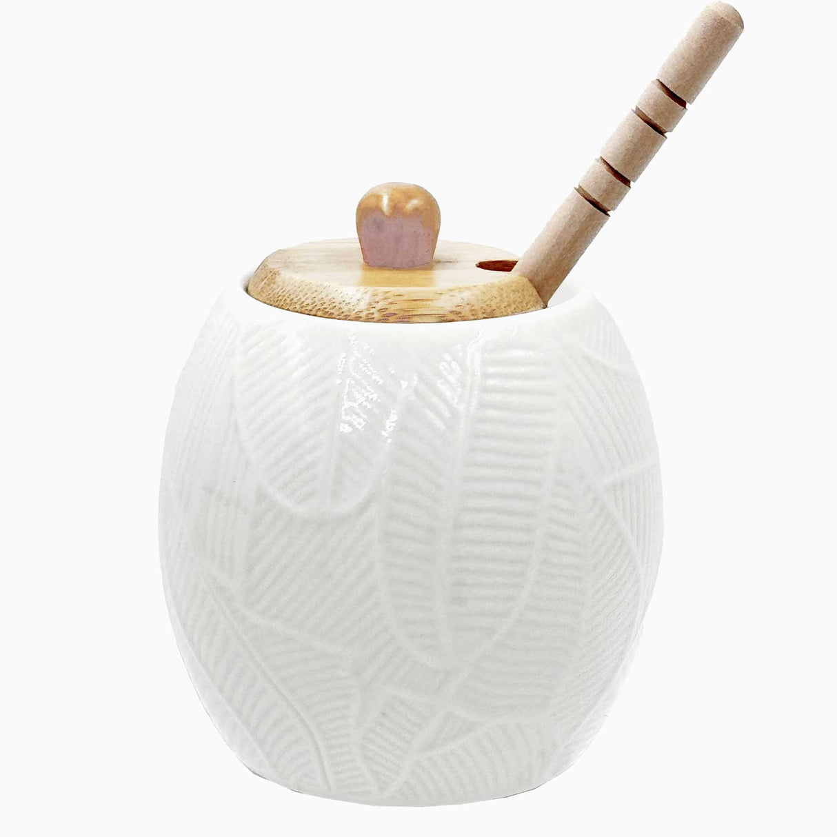 LA PORCELLANA BIANCA Intavola Mieliera Foglie 250ml Bianco