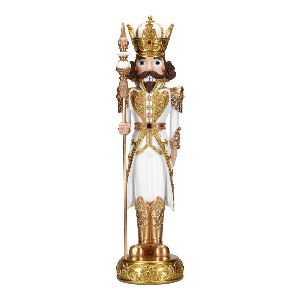 TIMSTOR Christmas Nutcracker Toy Soldier with LED 50cm White Gold Polyresin