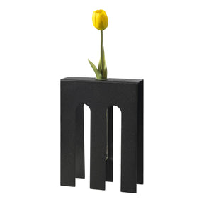 Vaso portafiore De Chirico Arti e Mestieri in ferro nero e vetro 25x18 cm