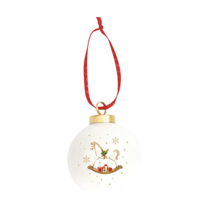Pallina di Natale Easy Life cavallo a dondolo in porcellana 7 cm