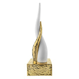 BONGELLI PREZIOSI Cornetto Corni Intrecciati Base Oro Corno Bianco 28cm Marmorino