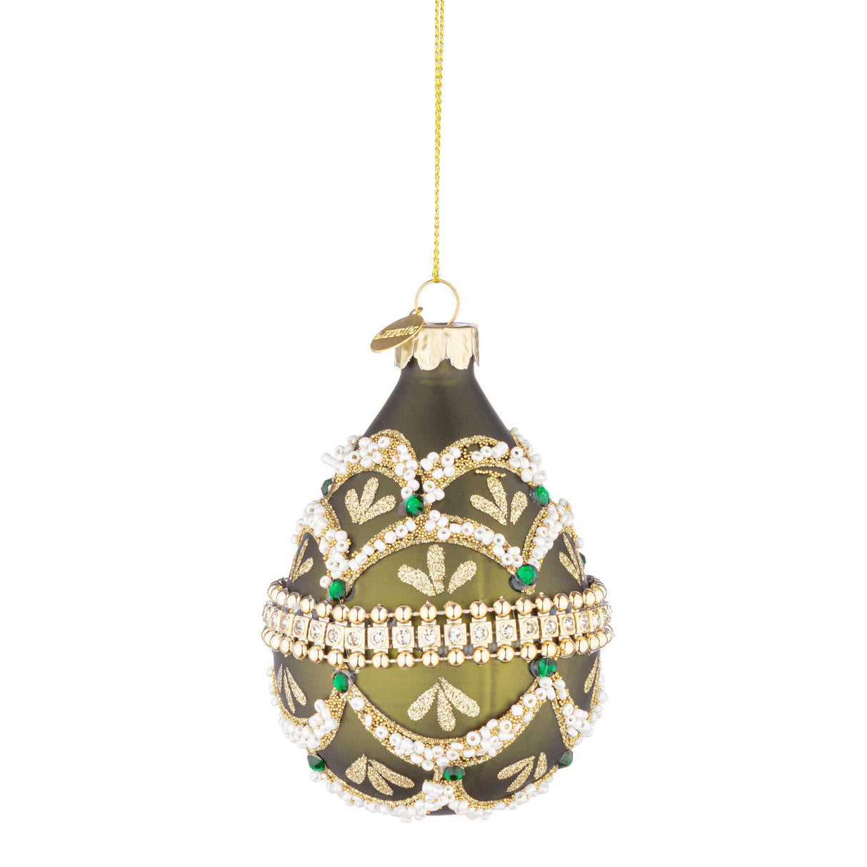 BIZZOTTO Goccia Addobbo di Natale Beloved Verde 9cm Vetro
