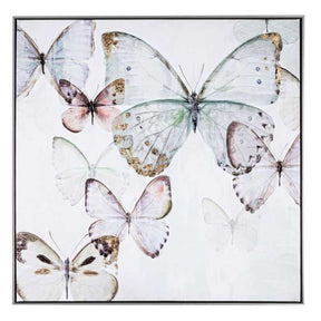 Quadro farfalle Bizzotto stampa su tela con dettagli in foglia oro 82x82 cm