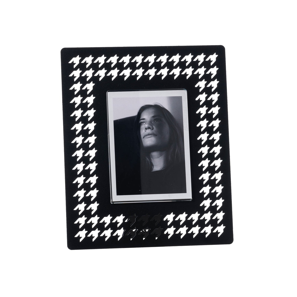 ARTI & MESTIERI Portafoto di Design Pied De Poule Piccolo Nero 22,3x18,5cm