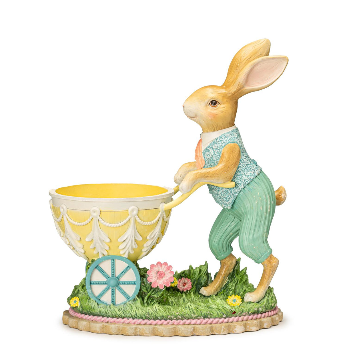 PALAIS ROYAL Coniglietto Pasquale con Carro 31x36cm Resina