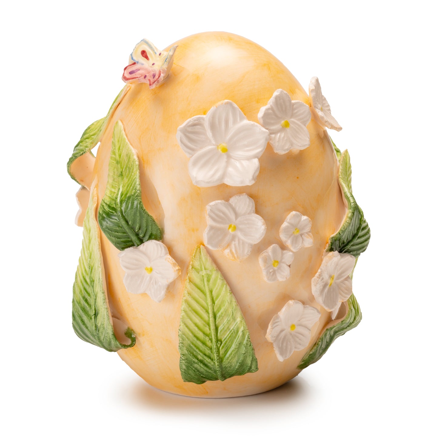 PALAIS ROYAL Decorazione Uovo Ovetto di Pasqua con Fiori 15cm Arancio Porcellana
