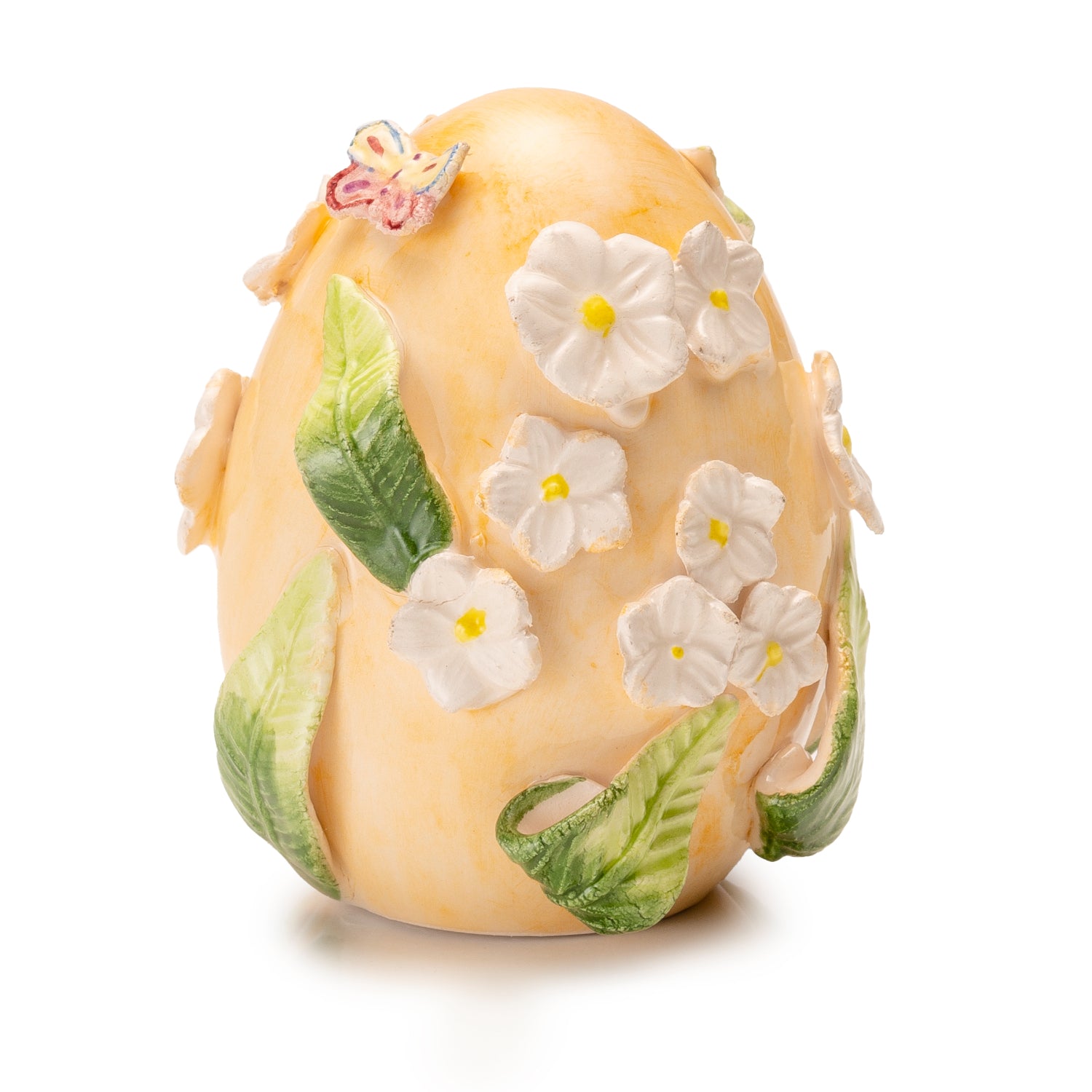 PALAIS ROYAL Decorazione Uovo Ovetto di Pasqua con Fiori 8cm Arancio Porcellana