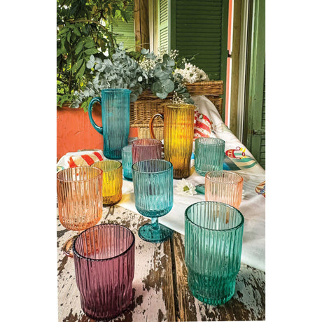 BRANDANI Plisse Set 6 Pezzi Bicchieri Colorati Assortiti 250ml Vetro