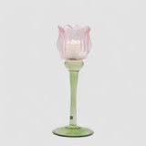 EDG Enzo De Gasperi Portacandela Tulipano 22cm Rosa Vetro