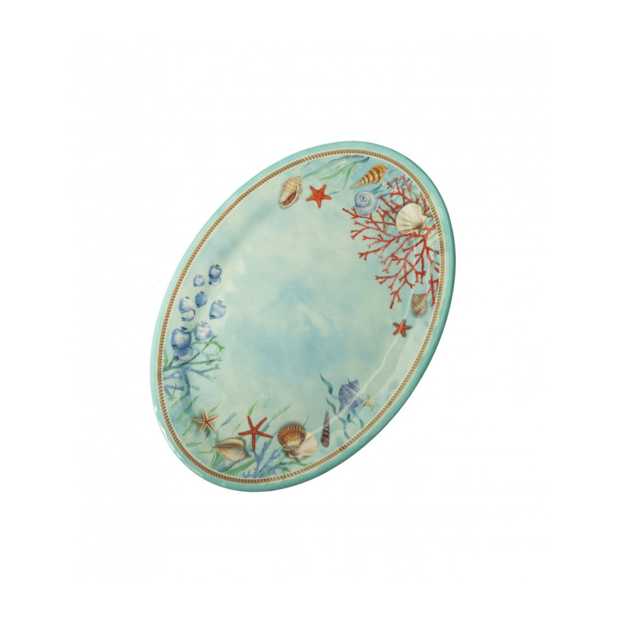 BRANDANI - Vassoio Ovale Marino Reef Celeste Tavola 35x25cm Melamina